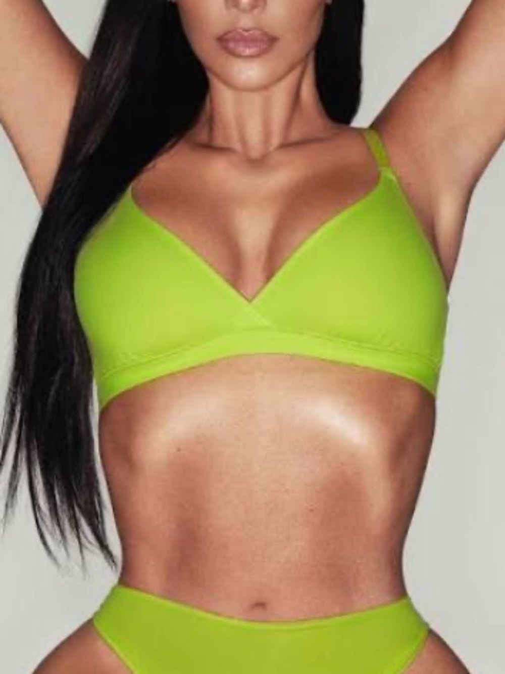 NWT SKIMS Fits Everybody Neon Green Triangle Bralette - XXS